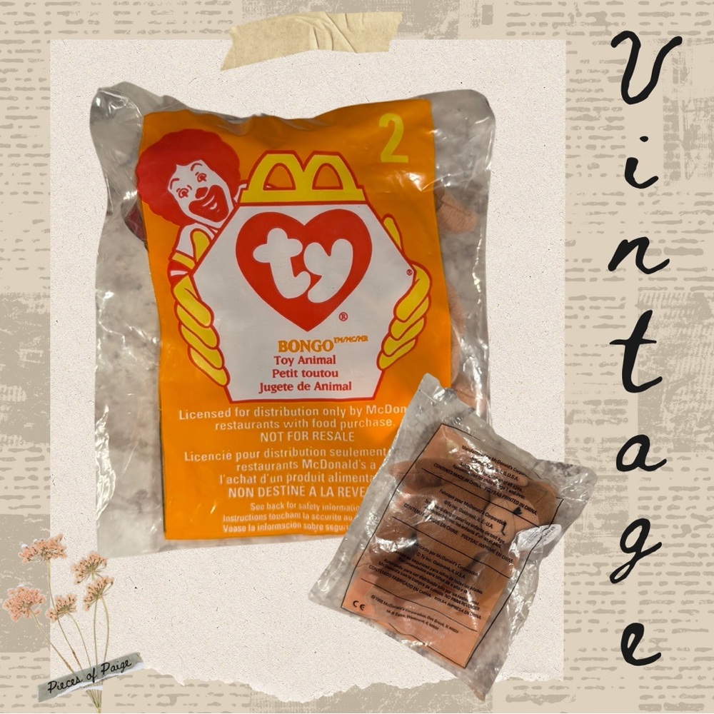Vintage 1998 Ty Teenie Beanie Baby Bongo – McDonald’s Exclusive (New in Package)
